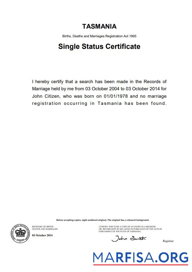 Realistic Australia Tasmania divorce certificate template in Word